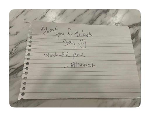 a piece of paper with handwriting on it at Family Friendly - Cozy - HOT TUB - Near UOIT in Oshawa