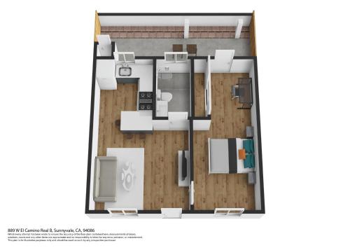 a rendering of a floor plan at Brand New Apt W Parking Blocks From Downtown- B in Sunnyvale
