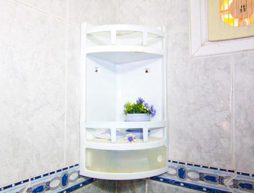 a shelf with a plant in the corner of a room at Cozy apartment Tamraght in Tamraght Ouzdar