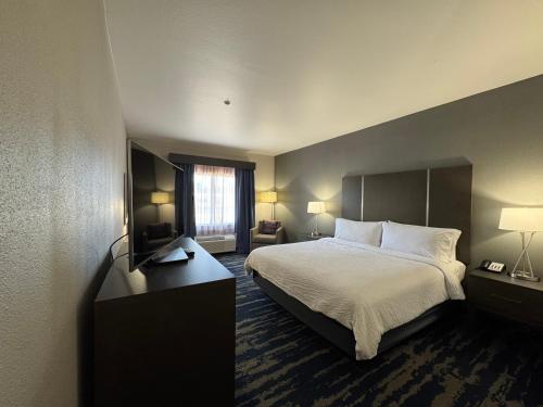 a hotel room with a bed and a window at Garner Hotel Longview South by IHG in Longview