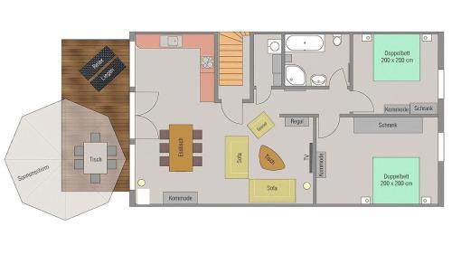 a drawing of a floor plan of a house at Ferienwohnung Bestensee in Bestensee