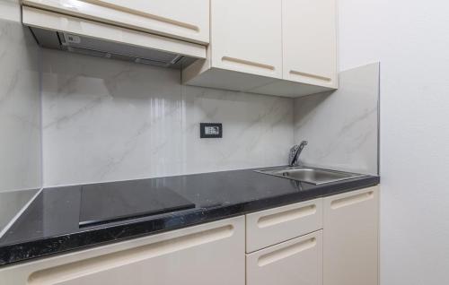 Η κουζίνα ή μικρή κουζίνα στο Funtana Appartements an der 1 Reihe vom Meer