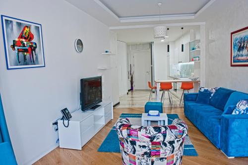 DeLux and Urban apartments Hotel Tre Canne Budvaにあるテレビまたはエンターテインメントセンター