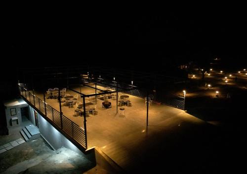 an overhead view of a parking lot at night at Thour Nature Resort - Jawai Leopard Safari Camp in Bera