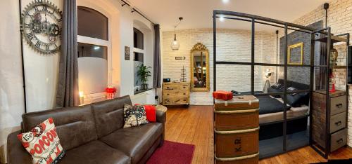 Χώρος καθιστικού στο Femo Ziegelei - tiny Loft - separater Eingang - Parkplatz