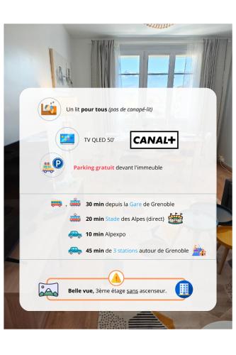 une capture d'écran d'un site web pour la location de voitures dans l'établissement Spacieux T4 vue sur les Alpes, à Seyssinet-Pariset