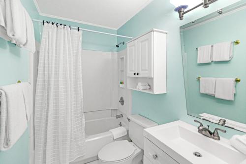 a bathroom with a white toilet and a sink at 33C Lighthouse Point in Tybee Island