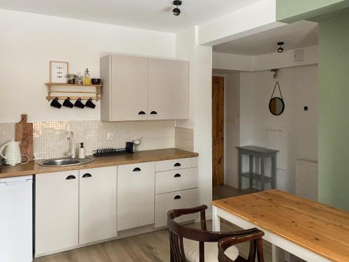 Nhà bếp/bếp nhỏ tại Klimaty- apartamenty nad rzeką