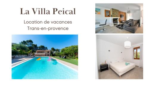 a collage of photos of a house with a swimming pool at Villa provençale Peical in Trans-en-Provence