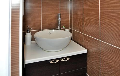 La salle de bains est pourvue d'un lavabo sur un comptoir. dans l'établissement villa, à Châteauneuf-de-Gadagne