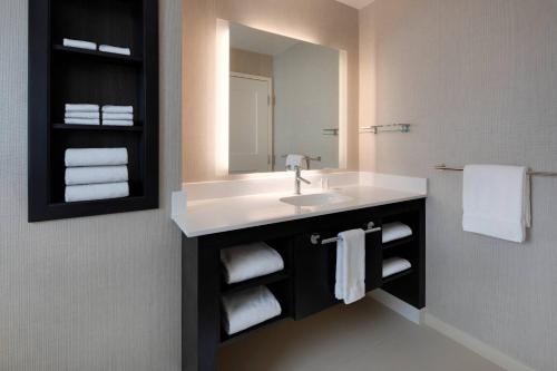 a bathroom with a sink and a mirror at Residence Inn Waco South in Waco