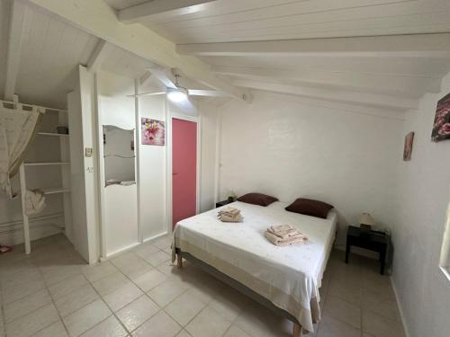 a bedroom with a white bed in a room at Gwada Rêves in Sainte-Anne