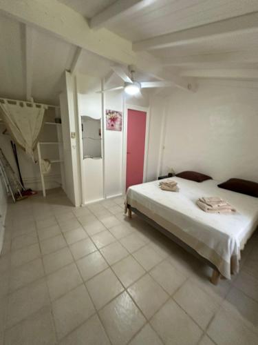 a bedroom with a white bed in a room at Gwada Rêves in Sainte-Anne