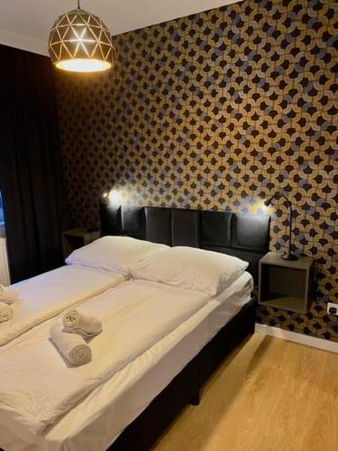 Ένα ή περισσότερα κρεβάτια σε δωμάτιο στο LOFT APARTAMENT IV Namysłów