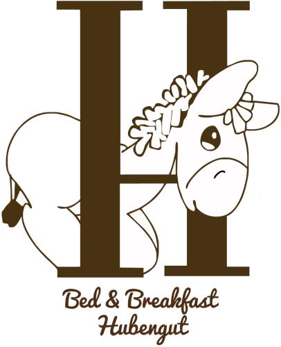 a black and white illustration of a horse standing under the letter t at Hubengut Bed and Breakfast in Radstadt