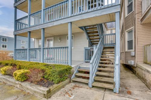 a staircase leading up to a building with a balcony at Renovated Ocean City Retreat - Walk to Beach! in Ocean City