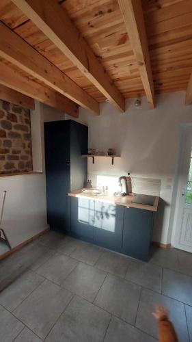 une cuisine avec un évier et un plan de travail dans l'établissement Le nid douillet, à Offrethun