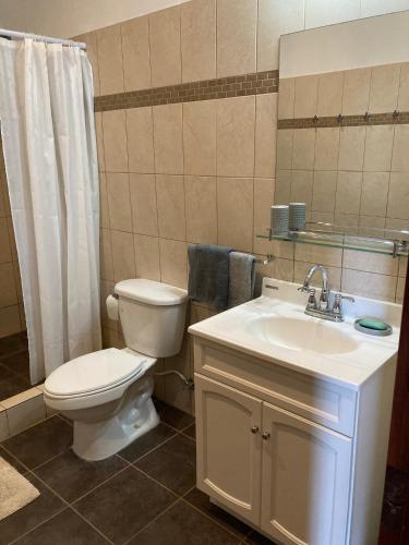 a bathroom with a toilet and a sink at Apartment Diamond Hill Resort in Diamond Rock