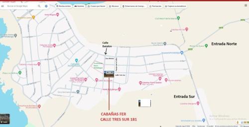 a map of the city of calgary with red dots at Cabaña Sir Francis in Pichidangui