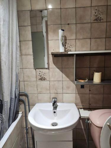 une salle de bain avec un lavabo et des toilettes dans l'établissement Just for sleep - Hoche APT, à Le Pré-Saint-Gervais