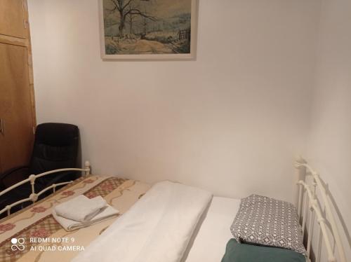 a small bedroom with a bed and a picture on the wall at Amazon Guest House in Oxford