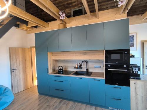 Kuchyň nebo kuchyňský kout v ubytování Horský apartmán Stříbrnice