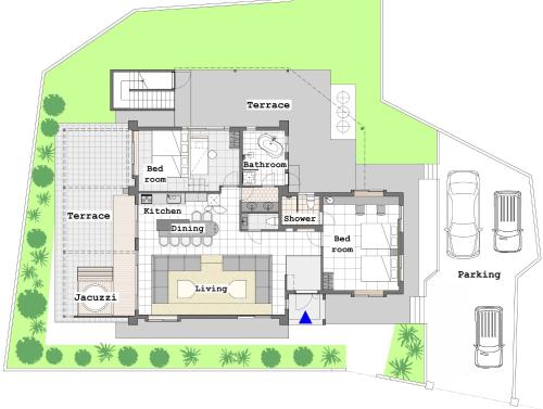 a floor plan of a building at ヴィラ Cy MOTOBU 沖縄本部町 一棟貸し in Motobu