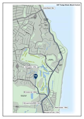 a map of a park with a blue dot at Villa 8 The Lakes in Yaroomba
