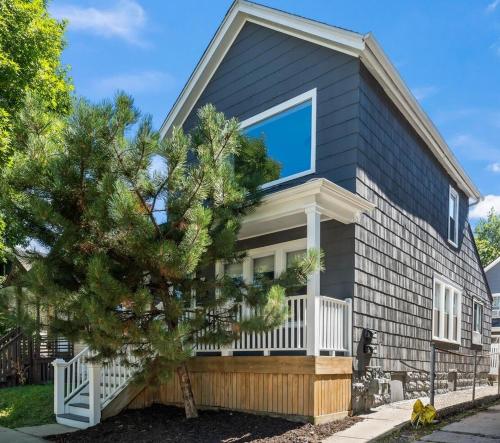 a house with a large window on the side of it at Stylish Studio in Walkers Point in Milwaukee