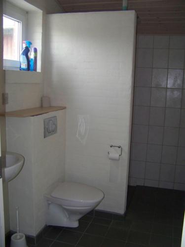 a bathroom with a toilet and a sink at Solvang Apartments in Ansager