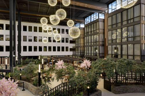 a large building with flowers and chandeliers at Wyndham Edmonton Hotel and Conference Centre in Edmonton