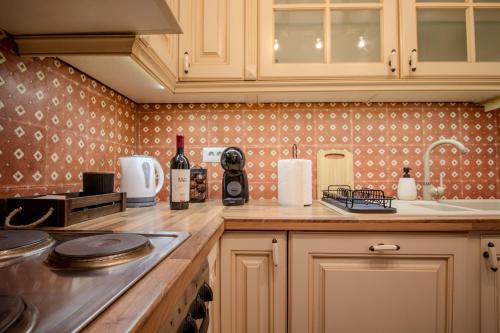 a kitchen with a sink and a counter top at Old Town by Humpback in Craiova