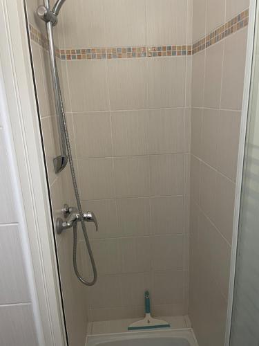 une salle de bain avec douche et toilettes dans l'établissement Appartement près de la mer, à Argelès-sur-Mer