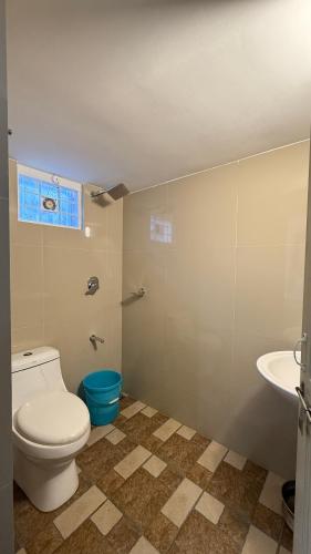 a bathroom with a toilet and a sink at Leafy Mist Villa in Munnar