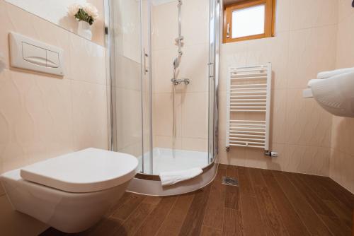 een badkamer met douche en toilet bij Center Brela Apartment in Brela