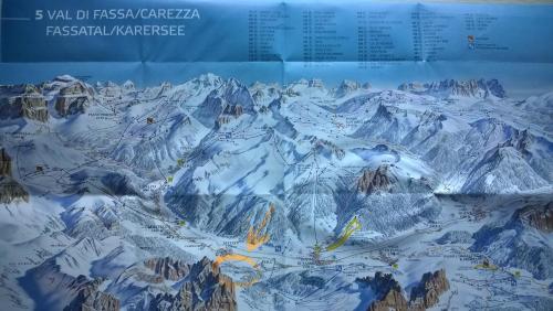 a map of a large snowy mountain range at Chalet Do Costa in Pozza di Fassa