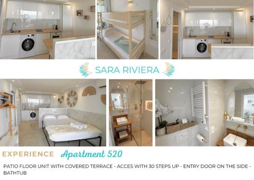 a collage of four pictures of a room at SARA RIVIERA Costa Plana in Cap d'Ail