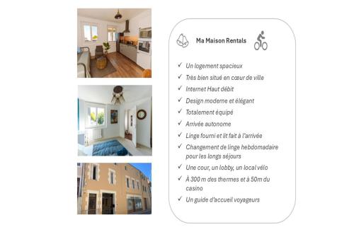 a collage of photos of a house at A3 Bel appartement lumineux au Rdc in Évaux-les-Bains