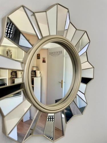 - un miroir mural dans l'établissement Le Rêveur au bord du Lez, à Montpellier