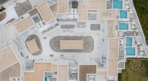 an aerial view of the proposed stadium for the world championships at Mykonos Bay Resort & Villas in Mýkonos City