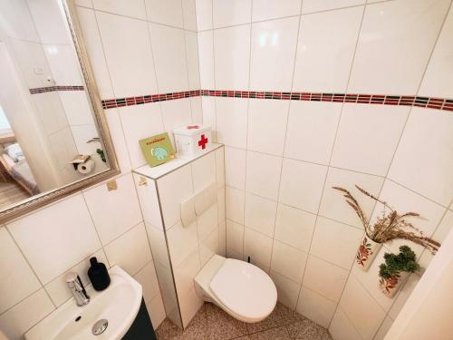 a bathroom with a toilet and a sink at relaxvibes mit Sauna & Kamin in Ulstrupfeld