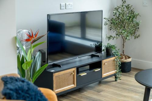 Televisyen dan/atau pusat hiburan di Boutique Lux London Apartments-Free Parking