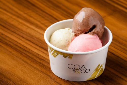a cup of ice cream on a table at Fairmont Rio de Janeiro Copacabana in Rio de Janeiro