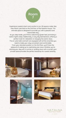 a collage of photos of a hotel room with a bed at Natalna Boutique Home in Bacnotan
