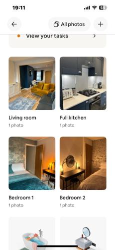 a collage of four pictures of a room at Kings reach eton, great location in Eton