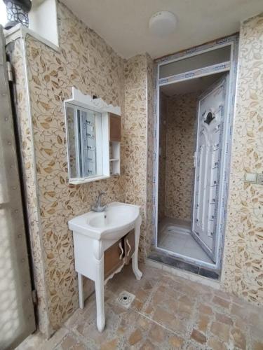 巴格达شقه عامرية的浴室配有洗手池和淋浴