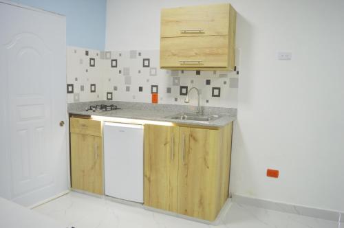 Kuchyň nebo kuchyňský kout v ubytování Apartamento Amueblado Caribe, Santo Domingo a 10 minutos del Aeropuerto Internacional de las Americas
