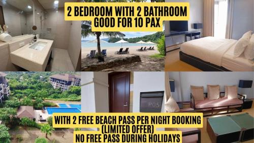 a collage of pictures of a bedroom with bathrooms good for no pay at Sea Breeze Verandas at Anvaya Cove Penthouse Unit with Complete Sea View in Morong