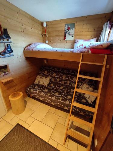 une chambre avec un lit superposé et une échelle dans l'établissement Annapurna LA CLUSAZ, à La Clusaz
