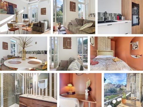 un collage de photos d'un salon dans l'établissement Appartement Architecte - Haut Canebiere - Les Frères de la Loc', à Marseille